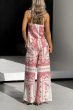 Casual Geometric Print Pocket Contrast Square Neck Sleeveless Two Pieces