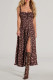 Elegant Floral Print Slit V Neck Sling Dresses