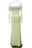 Sexy Solid Color Patchwork Off Shoulder Long Dresses