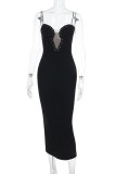Sexy Solid Color Sequined Mesh Wrapped Skirt Dresses