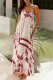 Elegant Floral Print Contrast Square Neck Sling Dresses