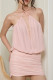 Sexy Solid Color Mesh Halter Wrapped Skirt Dresses