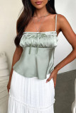 Sexy Solid Color Bow Decor Tops