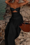 Sexy Solid Color Ruched Strapless Long Dresses