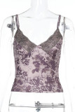 Sexy Leopard Lace Patchwork V Neck Tops