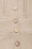 Casual Solid Color Buckle V Neck Loose Jumpsuits