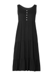 Casual Solid Color Pocket Buttons U Neck Sleeveless Dresses