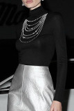 Sexy Solid Color Hot Drill Turtleneck Tops