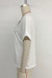 Casual Flowers Weave V Neck T-Shirts