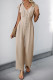 Casual Solid Color Buckle V Neck Loose Jumpsuits