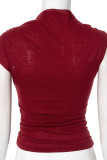 Sexy Solid Color See-Through Irregular Asymmetric Collar Tops
