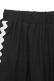 Casual Ripple Pocket Patchwork Contrast O Neck Sleeveless Two Pieces
