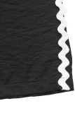 Casual Ripple Pocket Patchwork Contrast O Neck Sleeveless Two Pieces