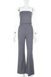 Casual Solid Color Patchwork Strapless Sleeveless Two Pieces