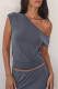 Casual Solid Color Irregular Oblique Collar T-Shirts