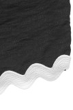 Casual Ripple Pocket Patchwork Contrast O Neck Sleeveless Two Pieces