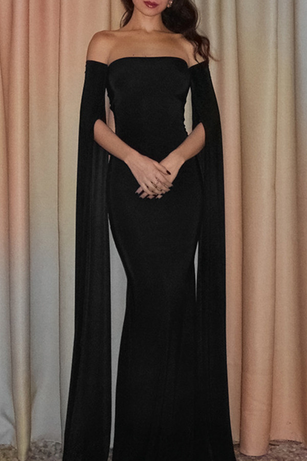 Sexy Solid Color Slit Strapless Evening Dresses