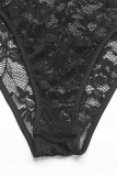 Sexy Solid Color Lace V Neck Skinny Bodysuits