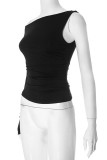 Sexy Solid Color Irregular Sloping Shoulder Tops
