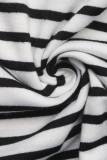 Casual Stripe Patchwork Contrast V Neck T-Shirts