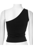 Sexy Solid Color Bow Decor Contrast Sloping Shoulder Tops