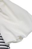 Casual Stripe Patchwork Contrast V Neck T-Shirts