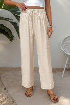 Casual Solid Color Draw String Texture Loose Straight Solid Color Bottoms