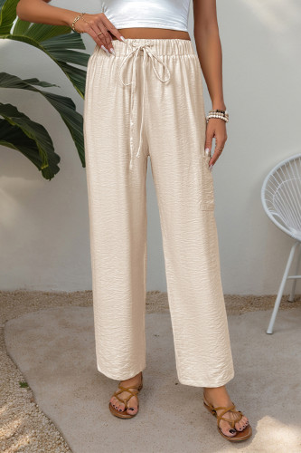 Casual Solid Color Draw String Texture Loose Straight Solid Color Bottoms