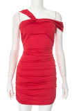 Sexy Solid Color Irregular Off Shoulder Wrapped Skirt Dresses