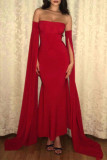 Sexy Solid Color Slit Strapless Evening Dresses