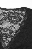 Sexy Solid Color Lace V Neck Skinny Bodysuits