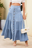 Casual Solid Color Pocket Patchwork Loose High Waist Type A Patchwork Bottoms