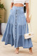 Casual Solid Color Pocket Patchwork Loose High Waist Type A Patchwork Bottoms