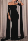 Sexy Solid Color Slit Strapless Evening Dresses