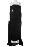 Sexy Solid Color Slit Strapless Evening Dresses