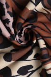 Casual Leopard Print Butterfly Flounce Contrast Halter A Line Dresses