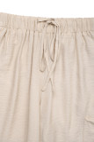 Casual Solid Color Draw String Texture Loose Straight Solid Color Bottoms