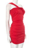 Sexy Solid Color Irregular Off Shoulder Wrapped Skirt Dresses