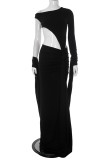 Sexy Solid Color Slit Irregular O Neck Irregular Dresses