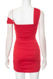 Sexy Solid Color Irregular Off Shoulder Wrapped Skirt Dresses