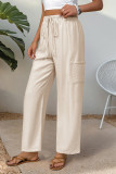 Casual Solid Color Draw String Texture Loose Straight Solid Color Bottoms
