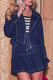 Casual Solid Color Pocket Patchwork Zipper Turndown Collar Long Sleeve Two Pieces