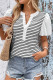 Casual Stripe Patchwork Contrast V Neck T-Shirts