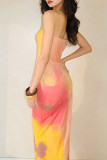 Sexy Tie Dye Contrast Strapless One Step Skirt Dresses