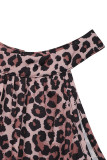 Casual Leopard Print Butterfly Flounce Contrast Halter A Line Dresses