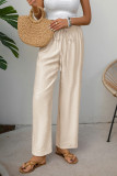 Casual Solid Color Draw String Texture Loose Straight Solid Color Bottoms