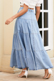 Casual Solid Color Pocket Patchwork Loose High Waist Type A Patchwork Bottoms