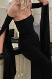 Sexy Solid Color Slit Strapless Evening Dresses
