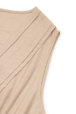 Casual Solid Color Pleated V Neck Sleeveless Dresses