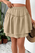 Vacation Solid Color Flounce Loose Type A Solid Color Bottoms